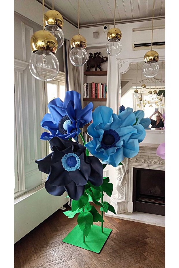 Dev anemon buketi 3 lü mavi - 1