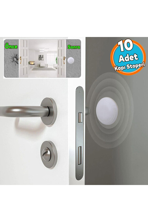 (10 Pcs) Door Stopper Buffer Self Adhesive Door Stop Stopper Holder White