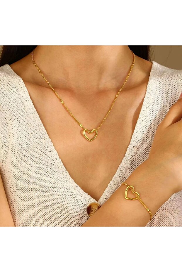 2 قطعة قلادة على شكل قلب - 1