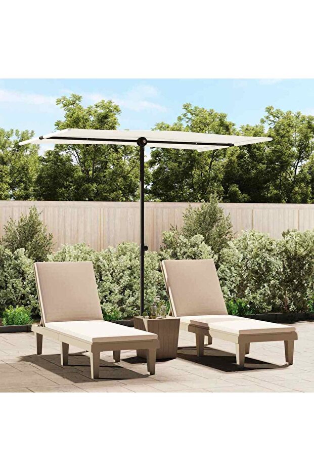 Garden Parasol with Aluminium Pole 2x1.5 m Sand White