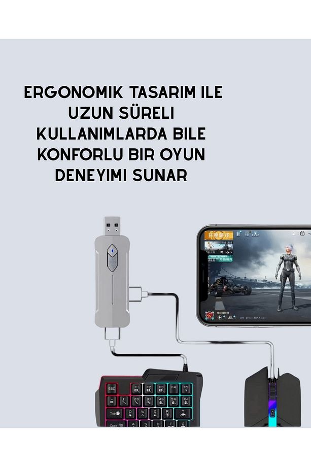 Tak-Çalıştır Mobil Oyun Ekipmanları Seti Uyumlu  Klavye Mouse Dahil - 3