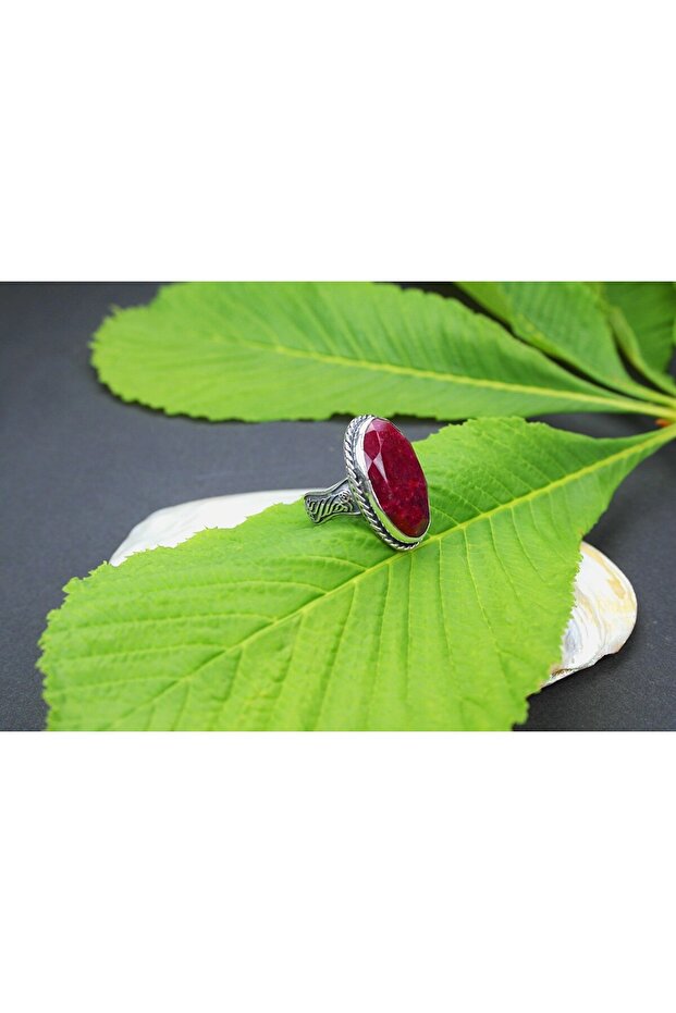 خاتم ياقوت ويند منقوش باللون الفضي - 2