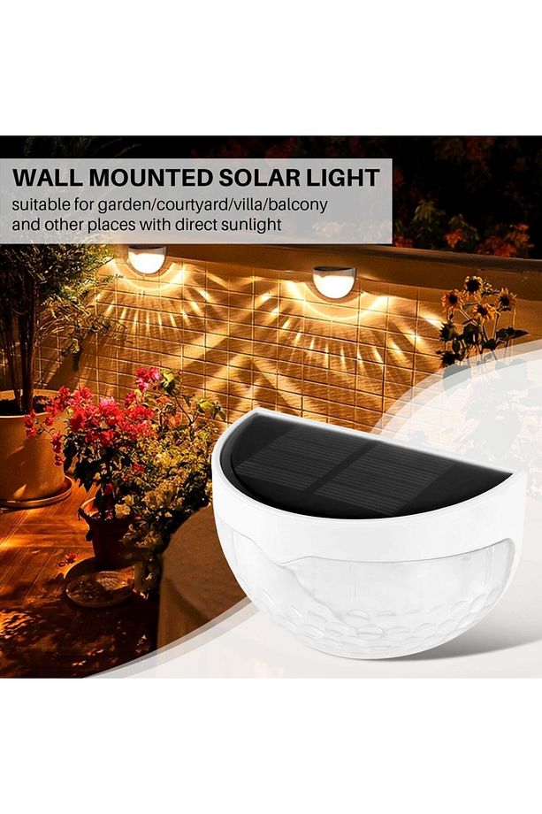 2 Adet Güneş Enerjili, 5 Watt Solar Duvar Apliği, 3200 Kelvin Gün Işığı Ledli Kablosuz Solar Aplik - 4