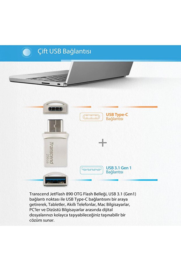 Ts256gjf890s 256gb Type-a&c Otg Usb3.1 Flash Bellek - 4