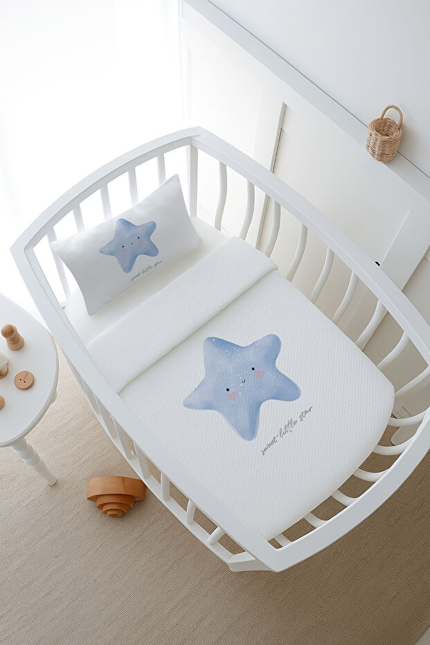 Pike Set - Pure Baby - Fluffy Blue Star - 80 X 120 cm