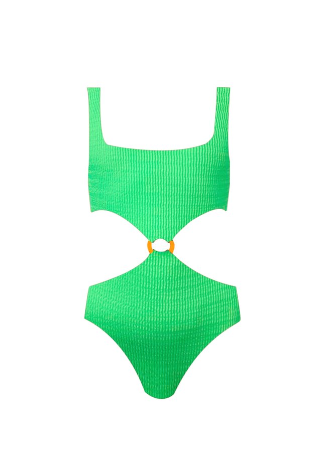 Textured Fabric Cut-Out Design Ring Detail 50Uv Girls Swimsuit by Nessi Byrd