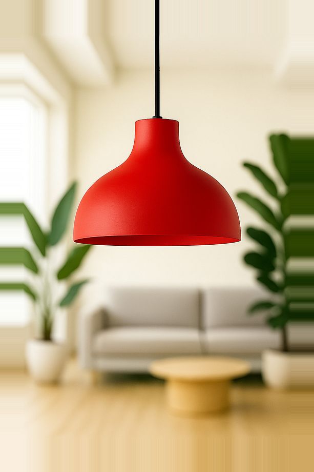 Shine Metal Tekli Kırmızı Sarkıt Avize Retro Rustik Model Modern Endüstriyel Mufak Hol Cafe Avize - 1