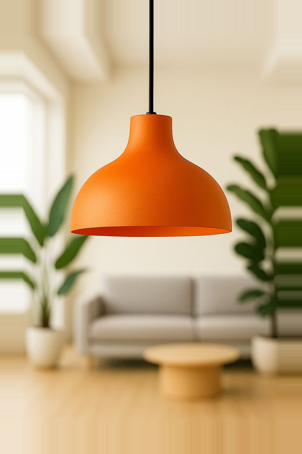 Shine Metal Tekli Turuncu Sarkıt Avize Retro Rustik Model Modern Endüstriyel Mufak Hol Cafe Avize - 1