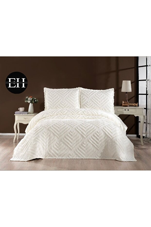 Double 3 Pcs Nordic Bedspread Set-Bed Cover Set-Pike Set Daily Dowry