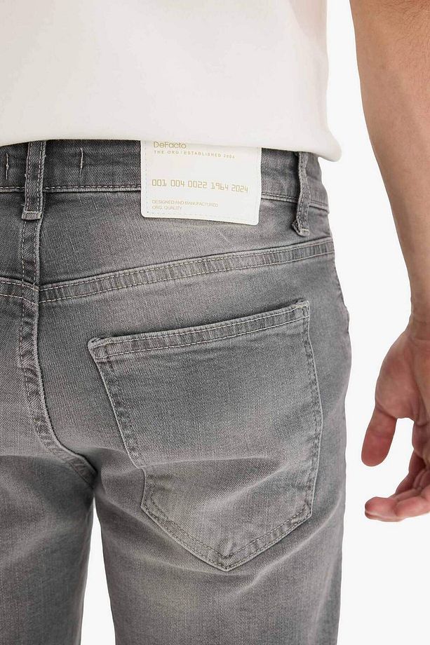 Slim Fit Dar Kesim Jean Bermuda Şort F4692AX25SM - 5