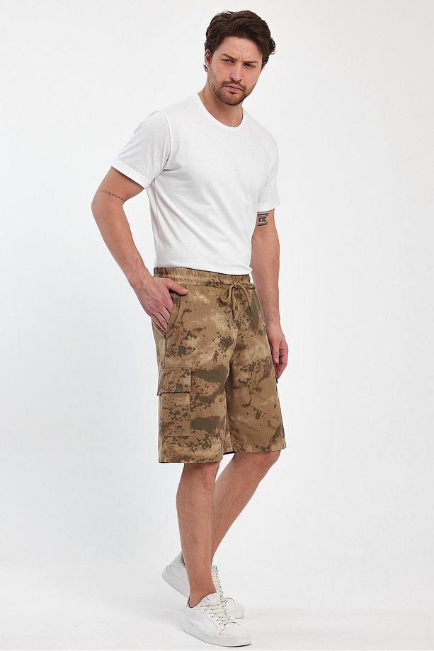 Erkek Dokuma Gabardın Kamuflaj Şort - 4