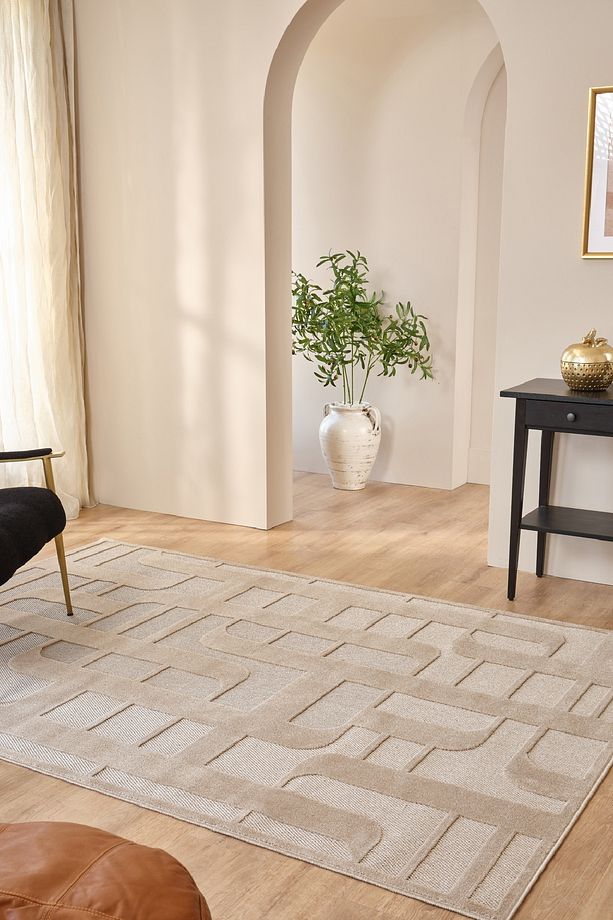 Kaşmir Halı İskandinav Tora Beige Salon Mutfak Halısı Yolluk - 1