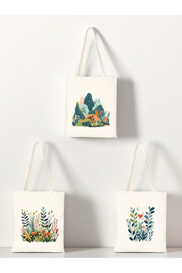 Nature Printed Cloth Bag 3-Piece Shoulder Bag - Birthday Gift for Lover