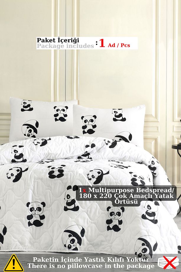 Çok Amaçlı Örtü Tek Kişilik Panda Beyaz - 2