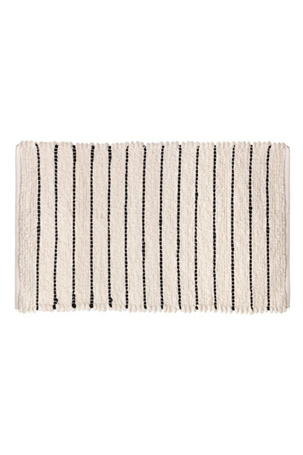 سجادة حمام من القطن والألياف الدقيقة بنمط مخطط - 1