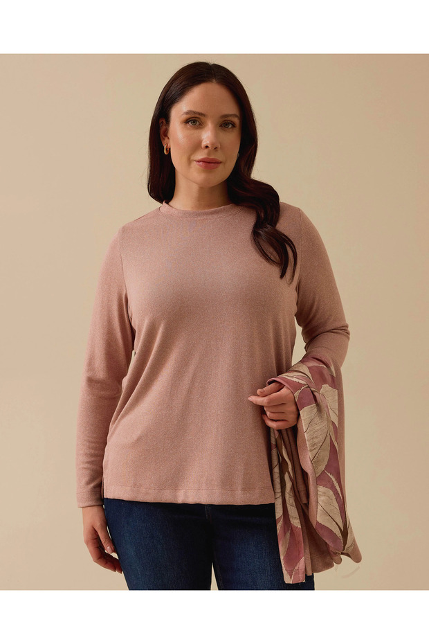 Plus Size Inner Blouse Patterned Top Set - 2