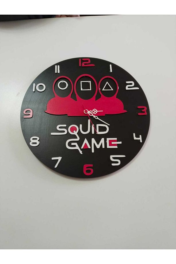 Squid game duvar saati Modern ahşap canlı renkler ve çok şık saat - 1