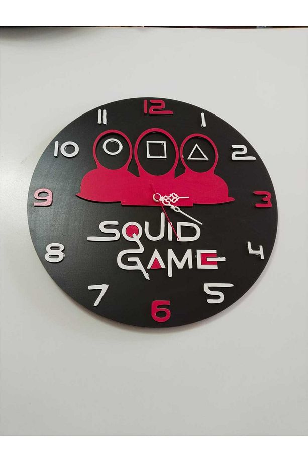 Squid game duvar saati Modern ahşap canlı renkler ve çok şık saat - 7