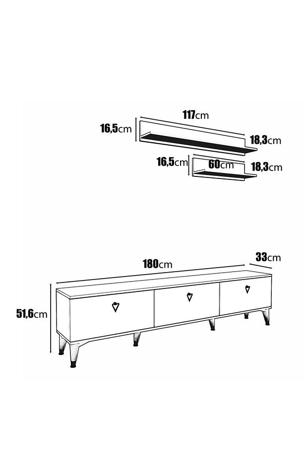 Simple Modern 180 Cm SMP18033 Tv ünitesi 2 Raflı Eekru Ceviz - 4