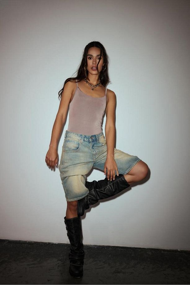 Baggy Denim Bermuda Şort - 8