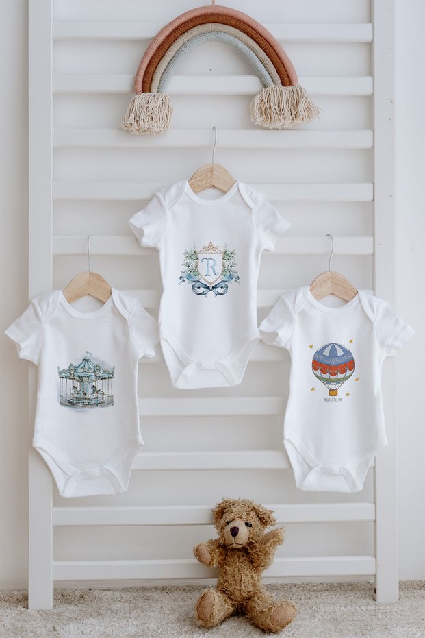 3-Piece Baby Body - Blue Royal Series - Letter R
