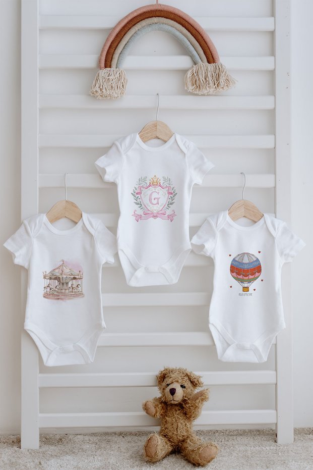 3-Piece Baby Body - Pink Royal Series - Letter g