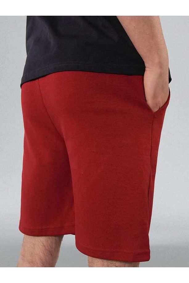 Unisex Çift Katmanlı (Double Face) Premium Kalite BORDO Örme Şort - 2
