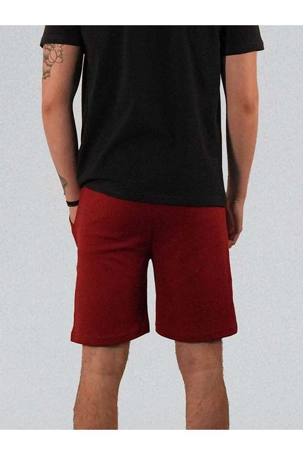 Unisex Çift Katmanlı (Double Face) Premium Kalite BORDO Örme Şort - 4