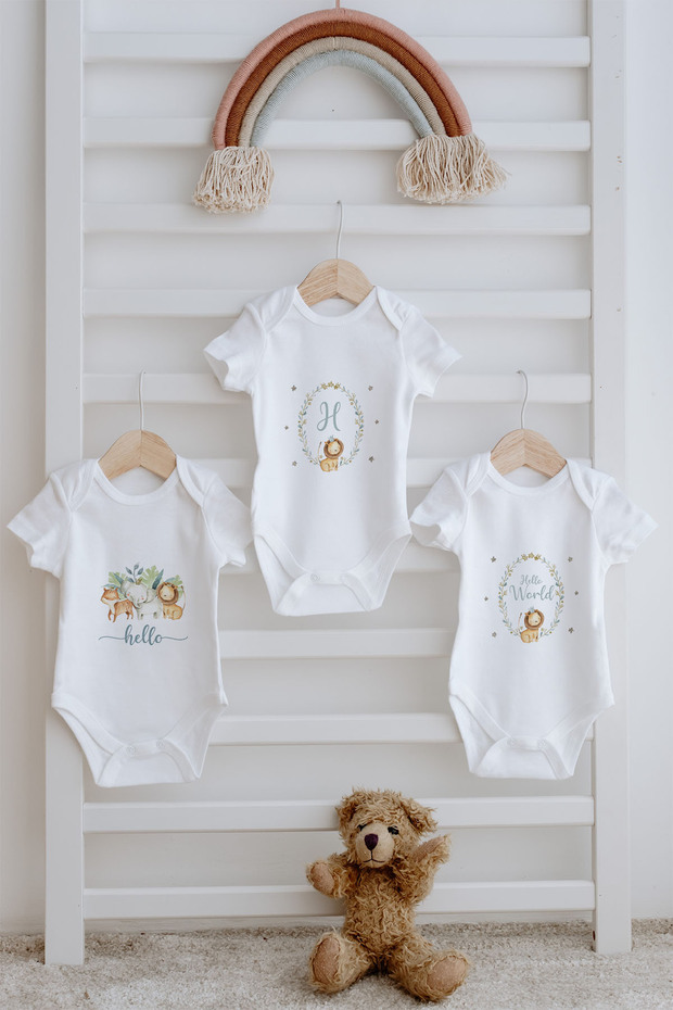 3-Piece Baby Body - Little Lion Series - Letter H