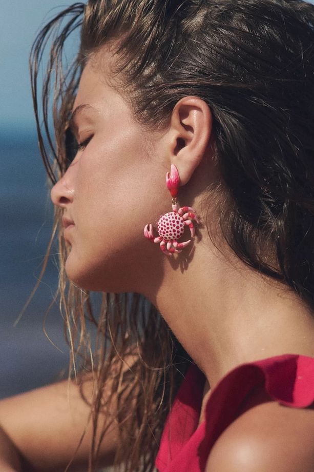 Zr Model, Pembe renkli Yengeç Küpe - 1