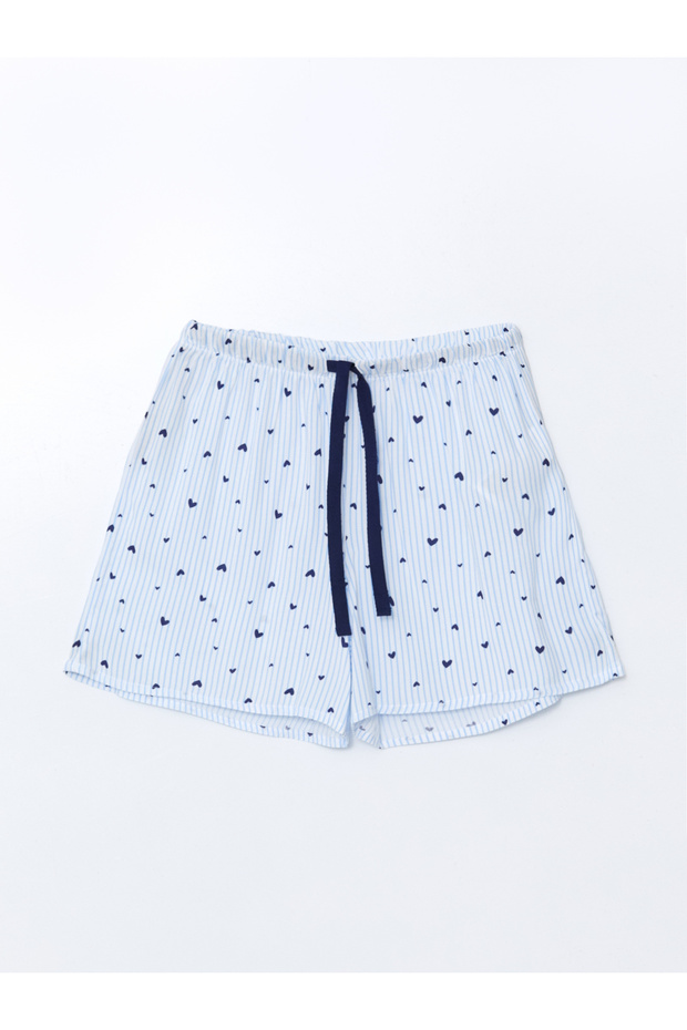 Gömlek Yaka Desenli Kadın Şortlu Pijama Takımı - 8