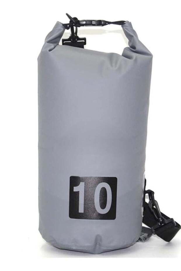 10L Grey Single-Strap Waterproof Outdoor Sport PVC Bag