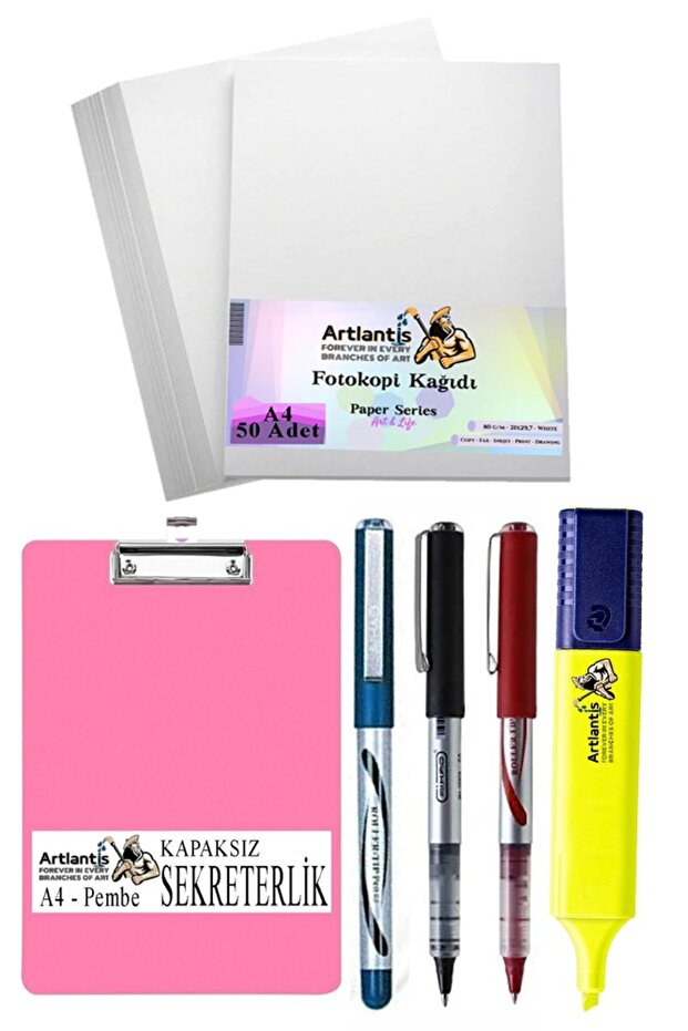 Capless Secretarial A4 Pilot Pen 3 Colors A4 White Copier Paper 50 Pieces Highlighter Pen Yellow Office