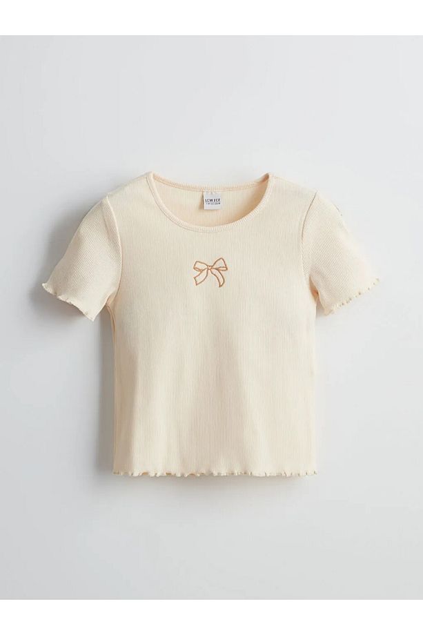 LCW ECO Lila Bisiklet Yaka Kız Çocuk Tişört - 1