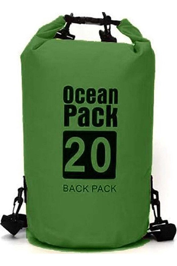 20L Army Green Double-Strap Waterproof Outdoor Sport PVC Bag