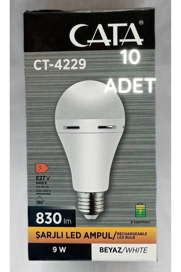 10 adet Şarjlı Led Ampül Elektriksiz 8 Saat Yanar Işıldak Lamba Kesintisiz Yanmaya Devam Eder - 1