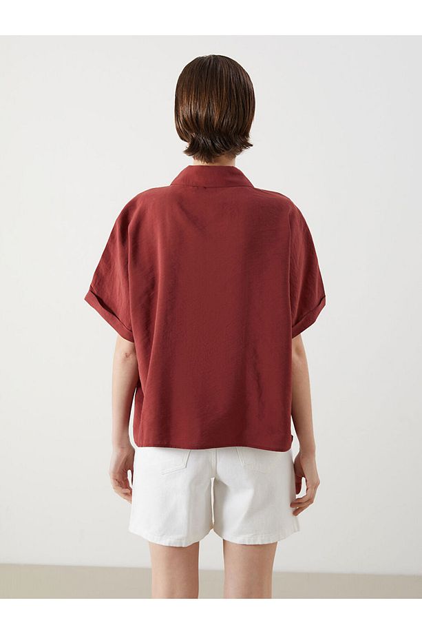 Mürdüm Oversize Modal Karışımlı Kadın Gömlek - 4