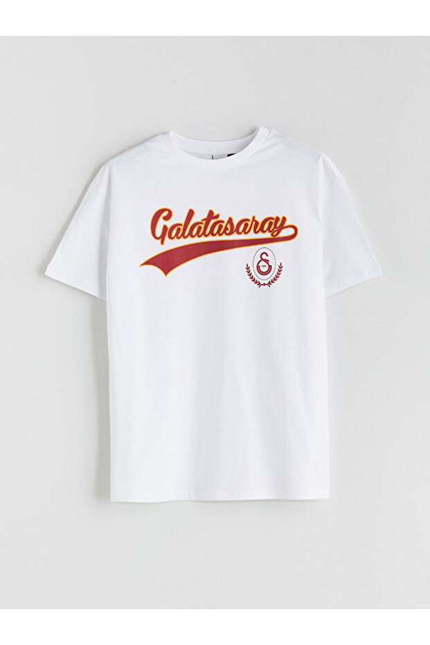 White Crew Neck Galatasaray Bas Printed Z Kids' T-Shirt by Güli̇s Gi̇yi̇m