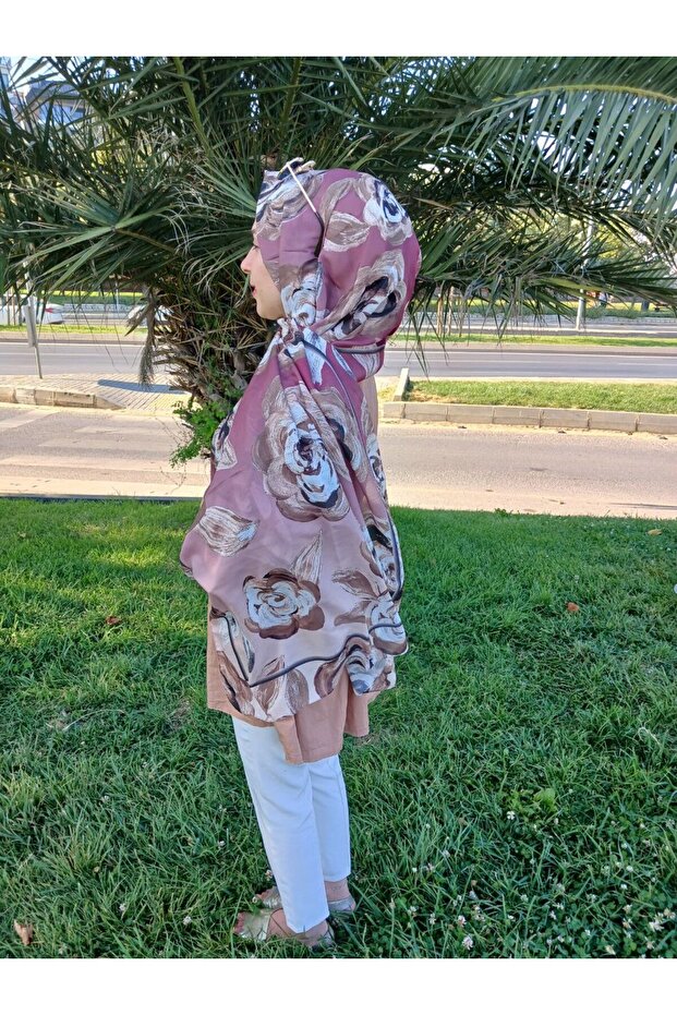 Flower Pattern Cotton Shawl - 1