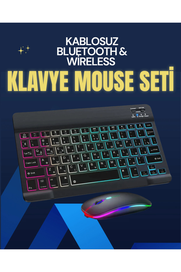 Şık ve Sessiz Tasarımlı Işıklı Klavye Mouse Seti – Şarjlı, Wireless - 1