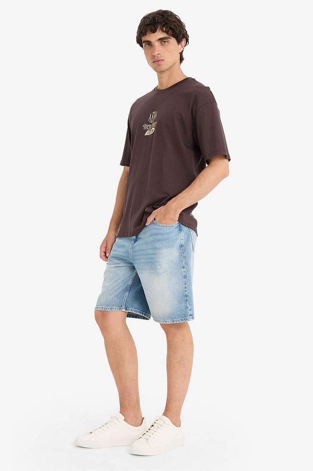 %100 Pamuk Straight Fit Jean Bermuda Şort F5532AX25SM - 2