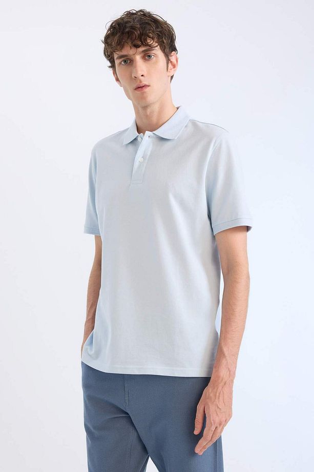 %100 Pamuk Regular Fit Polo Yaka Kısa Kollu Basic Düz Pike Kumaş Tişört C1293ax25sp - 1