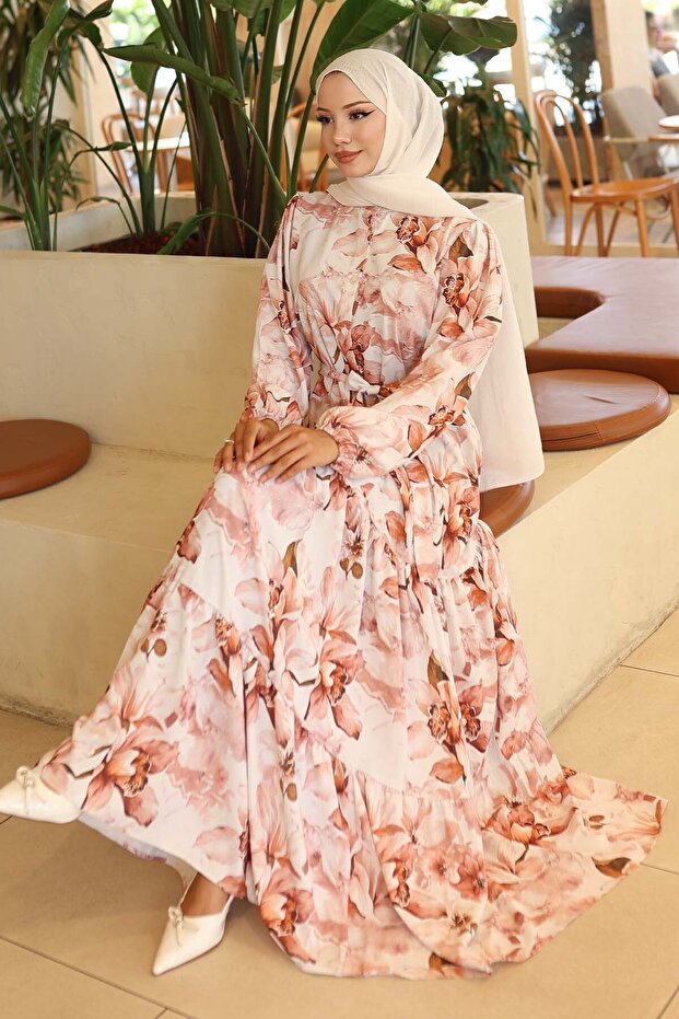 فستان حجاب منقوش بلاط 561 - 1