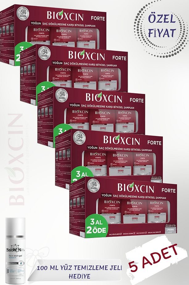 Forte 3x300 Ml (5 ADET) Saç Dökülmesine Karşı Şampuan + 100 Ml Yüz Temizleme Jeli HEDİYE - 1