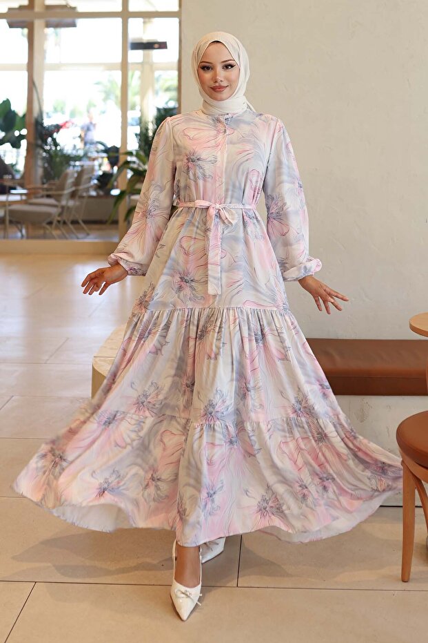 Rochie hijab cu model roz 560 - 4