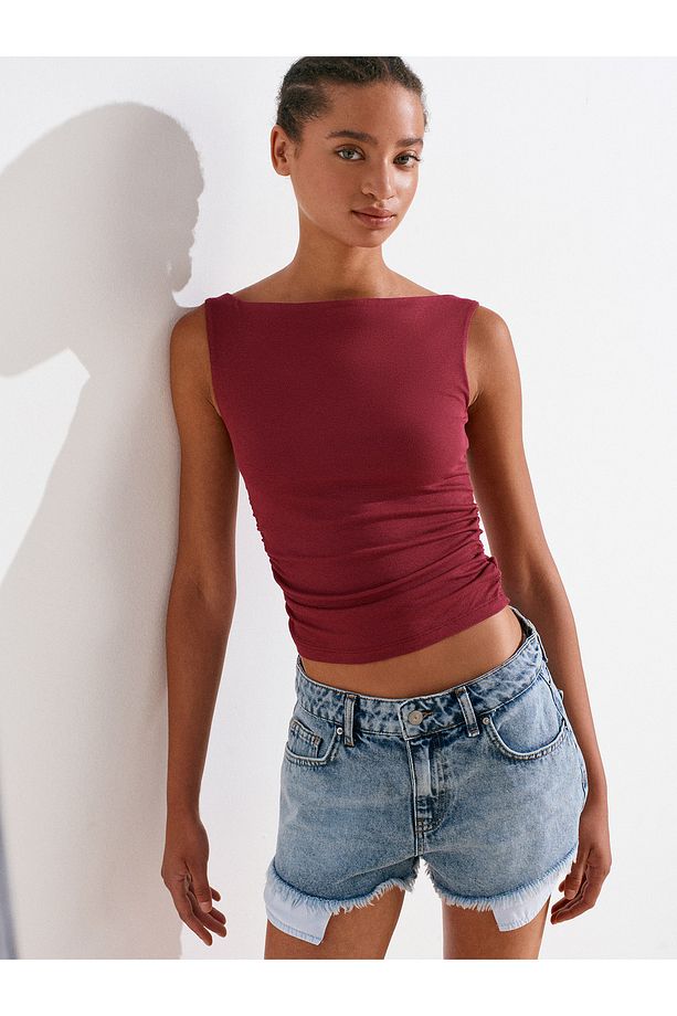 72014 Kar Yıkama Kısa Denim Şort-Mavi - 3
