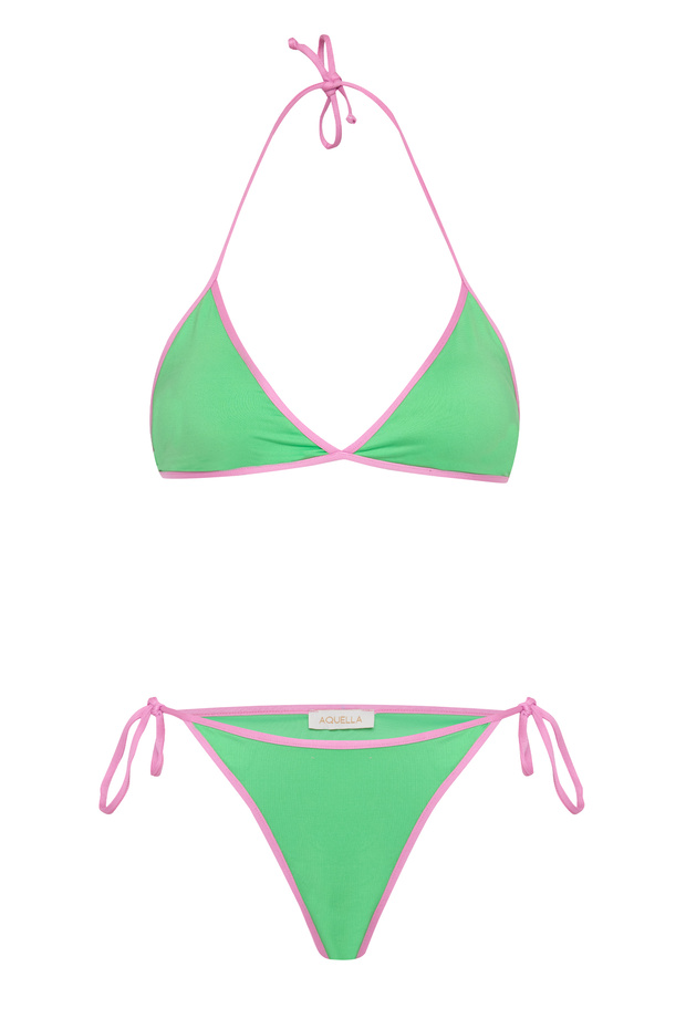 Biyeli Yeşil Üçgen Bikini - 1