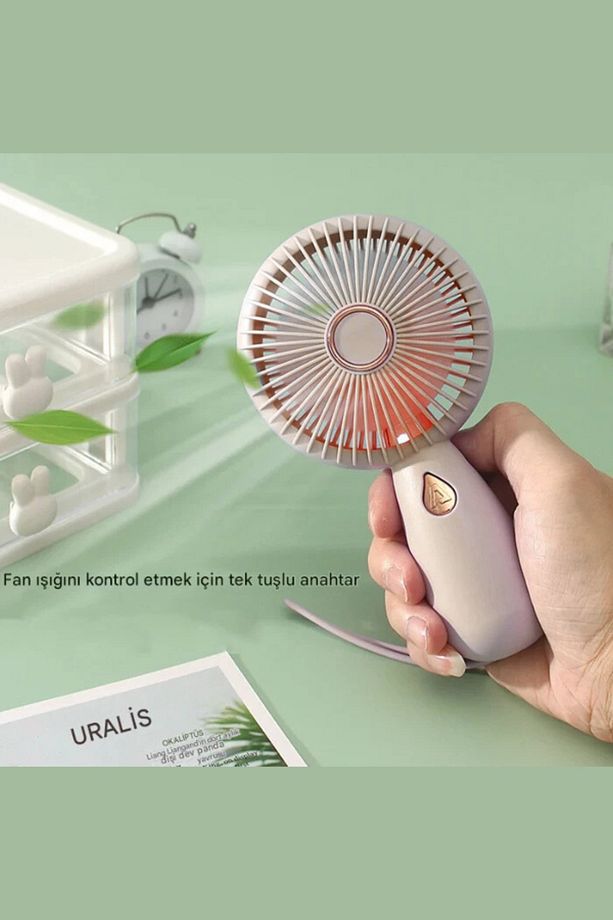 Taşınabilir Şarjlı Askı Aparatlı Mini El Vantilatör 3Kademeli Portatif Mini Soğutucu Mini Vantilatör - 7