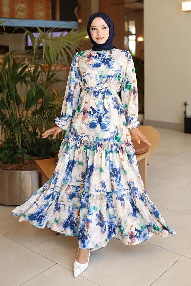 Rochie hijab cu model bleumarin 565 - 4