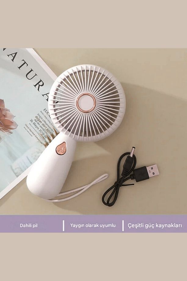 Taşınabilir Şarjlı Askı Aparatlı Mini El Vantilatör 3Kademeli Portatif Mini Soğutucu Mini Vantilatör - 6